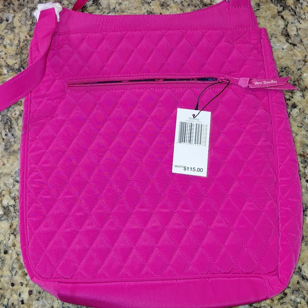 Vera Bradley Hipster Crossbody Mailbag Purse Satchel Fuchsia Pink NWT - Picture 6 of 7